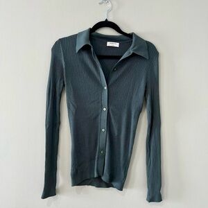 Babaton Button-Up Top in Sage